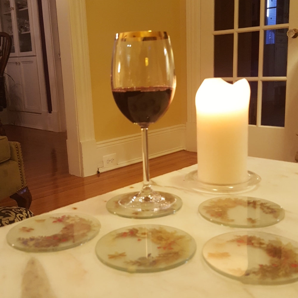 Glass Coasters with Pressed Dried Flowers